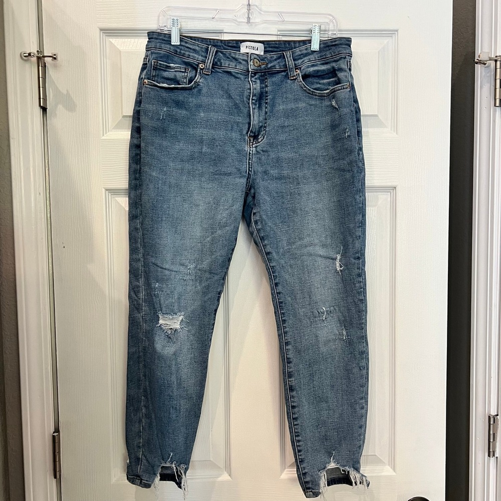 Pistola Jeans Cotton Denim Distressed Raw Hem Edgy Size 32 Grunge Revolve Style